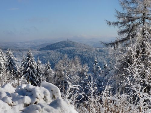 Weifeno Kalnų Bokštas, Žiema, Žiemą, Snieguotas, Saksonijos Šveicarija