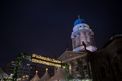 Kalėdų Magija, Gendarmenmarkt, Berlynas, Kalėdų Rinka, Nakties, Architektūra, Apšvietimas