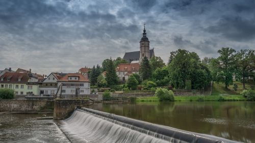 Weir, Miesto Vaizdas, Vanduo, Penig, Saksonija, Lovoje