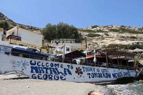 Matala,  Crete,  Graikija,  Taika,  Meilė,  Sveiki Atvykę Į Matala