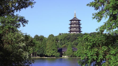Vakarinis Ezeras Vasarą, Pagoda, Hangzhou Pagoda, Leifeng Pagoda