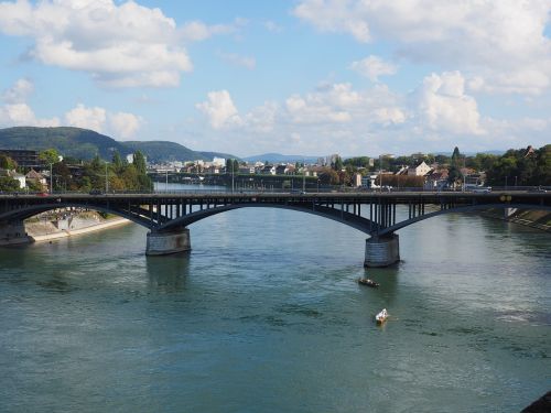 Wettsteinbrücke, Bazel, Tiltas, Upė, Rinas