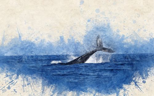 Banginis, Akvarelė, Jūra