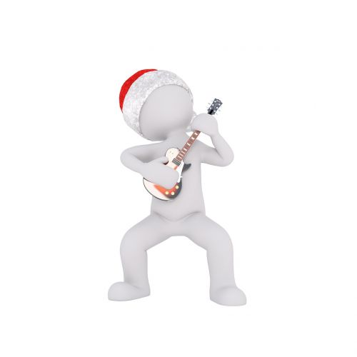 Baltas Vyriškas, 3D Modelis, Figūra, Balta, Kalėdos, Santa Skrybėlė, Elektrinė Gitara, Muzikinis Instrumentas, Instrumentas, Gitara, Muzikantas, Muzika, Padaryti, Žaisti, Talentas, Viso Kūno, Kalėdų Senelis, X Mas, Xmas