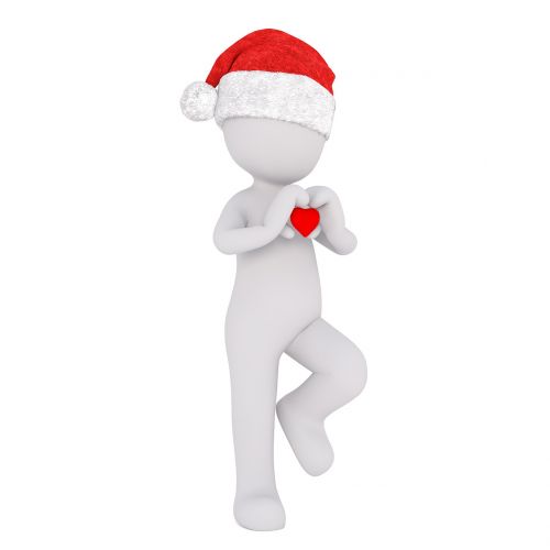 Baltas Vyriškas, 3D Modelis, Viso Kūno, 3D Santa Hat, Kalėdos, Santa Skrybėlė, 3D, Balta, Izoliuotas, Širdis, Valentino Diena, Meilė, Kalėdų Senelis, X Mas, Xmas
