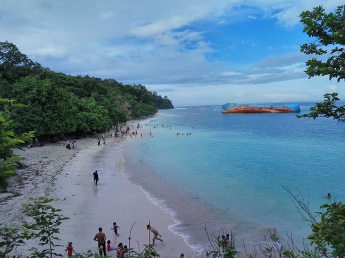 Balto Smėlio Paplūdimys Pangandaranas, Vakarų Java, Indonesian