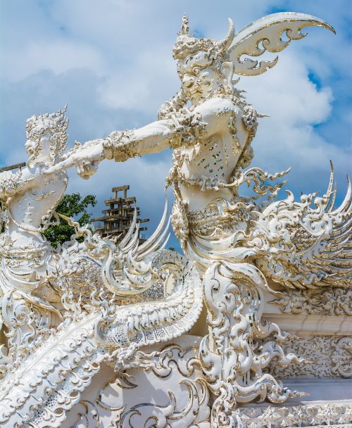 Balta Šventykla, Chiang Rai, Tailandas, Asija, Akmens Figūra, Statula