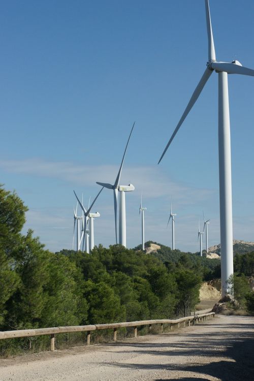 Vėjo Jėgainių Parkas, Vėjo Malūnai, Kraštovaizdis, Vėjo Turbina, Kelias, Tarragona, Ispanija