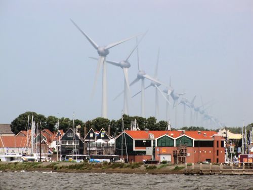 Vėjo Turbina, Vėjo Energija, Kraštovaizdis, Horizontas, Žvejų Kaimelis, Urk, Vaizdas, Uostas, Nyderlandai