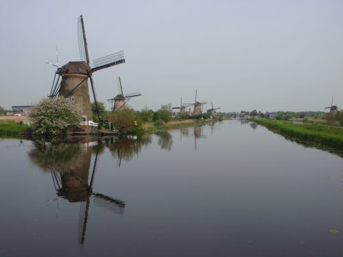 Vėjo Malūnas, Upė, Holland, Nyderlandai, Kraštovaizdis, Olandų, Europa, Kaimas
