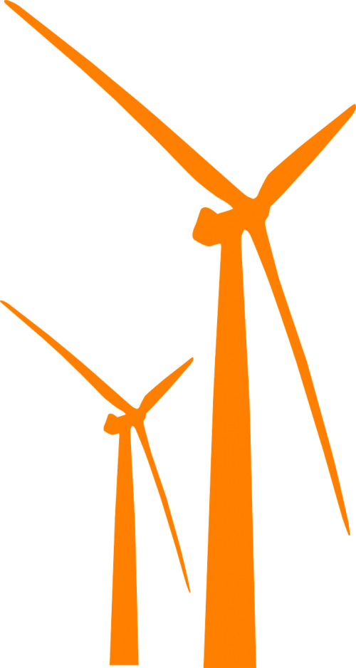 Vėjo Malūnai, Siluetas, Oranžinė, Energija, Alternatyva, Atsinaujinanti, Nemokama Vektorinė Grafika