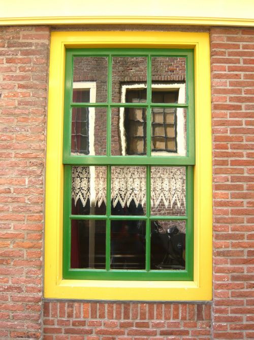 Langas, Amsterdamas, Geltona, Žalias, Atspindys Lange