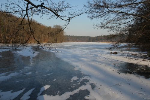 Žiema, Ežeras, Ledas