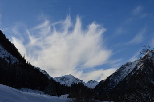 Žiema, Kalnas, Dangus, Debesis, Sniegas, Kraštovaizdis, Alpenblick, Austria, Žiemą, Alpių