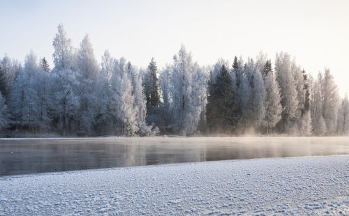 Žiema, Upė, Šaltis, Ledas, Srautas, Žiemos Peizažas, Snieguotas, Kokemäki Finland