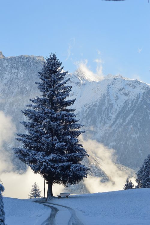 Žiema, Sniegas, Sautens, Haderlehn, Tyrol, Austria, Žiemą
