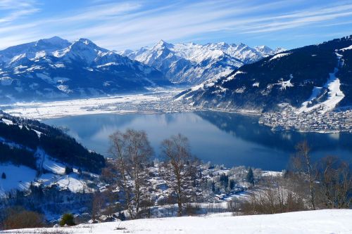 Žiema, Žiemą, Kalnai, Ežeras, Ežero Vaizdas, Zell Am See, Austria, Kraštovaizdis, Gamta, Žiemos Svajonė, Sniegas