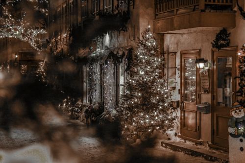 Žiema, Kalėdos, Senas, Québec, Naktis, Gatvė