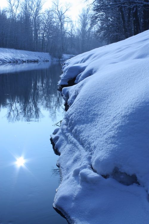 Žiema, Upė, Sniegas