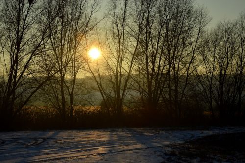 Žiema, Vakaras, Sniegas, Kraštovaizdis, Ežeras, Sonnenunetrgang, Šaltas, Bankas