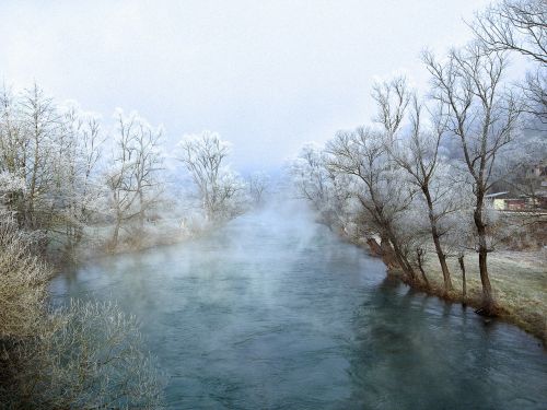 Žiema, Sana, Upė, Gamta, Vanduo, Bosnija