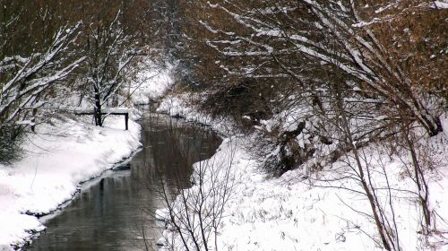 Žiema, Upė, Gamta, Snieguotas