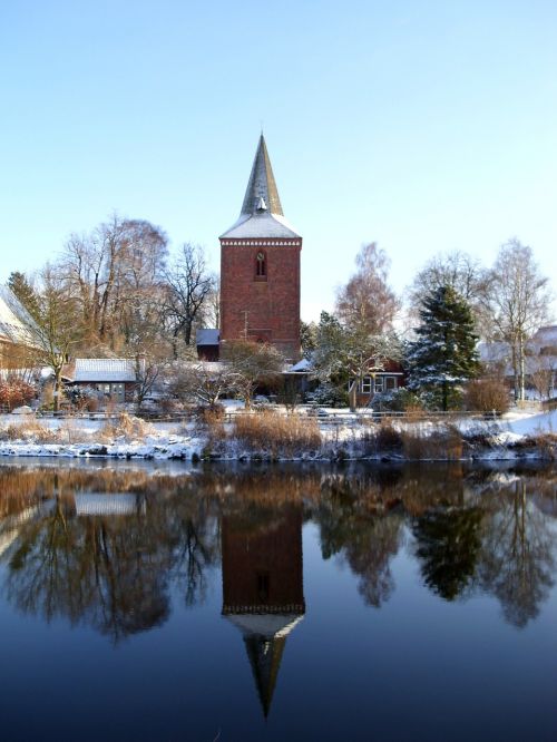 Žiema, Berkentinas, Bažnyčia, Elbe Lübeck Kanalas, Veidrodis, Apmąstymai, Vanduo
