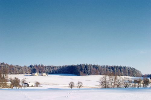 Žiema, Kraštovaizdis, Panorama, Kalnas, Sauwald, Innviertel, Aukštutinė Austrija, Austria