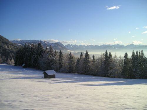 Žiema, Sniegas, Kalnai, Alpių, Vokietija, Žiemą, Namelis, Miškas