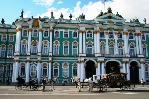 Žiemos Rūmai, Turkouiose Ir Balta, Architektūra, Arklių Vežimėliai, Rūmų Aikštė, Sankt Peterburgas