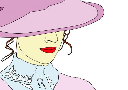 Moteris, Victorian, Skrybėlę, Iliustracija