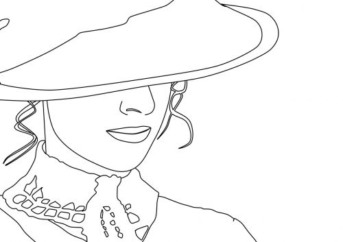 Moteris, Victorian, Piešimas, Skrybėlę, Klasika Moteris
