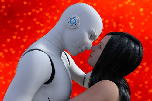 Moteris,  Robotas,  Pabučiuoti,  Meilužis,  Moteris,  Mergina,  Futuristinis,  Žmogus,  Romantika,  Androidas