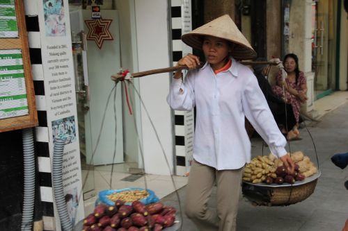 Moteris, Dėvėti Krepšelius, Gatvės Scenos, Hanojus, Vietnamas