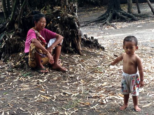Moteris, Kūdikis, Lombok, Pilvas, Vaikas, Sėdi, Basas, Indonezija