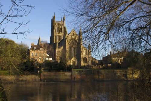 Worcester, Katedra, Architektūra, Upė, Vanduo, Apmąstymai, Anglija