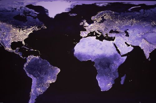 Pasaulis, Naktinė Nuotrauka, Palydovinis Vaizdas, Žibintai, Naktis, Žemynai, Europa, Amerikietis, Afrika, Pasaulio Žemėlapis, Žemėlapis