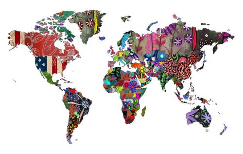 Pasaulio Žemėlapis, Šalyse, Žemynai, Spalvinga, Abstraktus