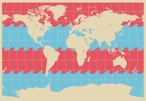 Pasaulio Žemėlapis, Banga, Mėlynas, Raudona