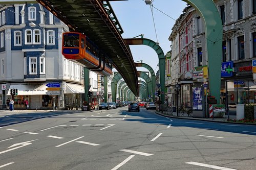 Wuppertal,  Schwebebahn,  Viadukas,  Imperial Kelių,  Traukinys,  Mėlyna Oranžinė,  Technologija