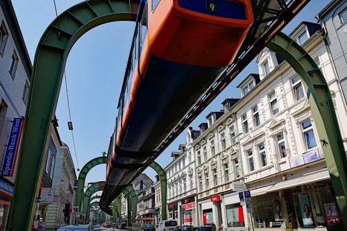 Wuppertal,  Schwebebahn,  Viadukas,  Imperial Kelių,  Traukinys,  Mėlyna Oranžinė,  Technologija