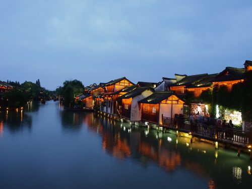 Wuzhen, Žiemą, Į Pietus Nuo Jangdzės Upės, Mėlynas, Ramybė, Jaukus, Grazus Krastovaizdis, Gubei Vandens Miestas