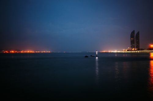 Xiamenas, Naktinis Vaizdas, Uostas, Panorama