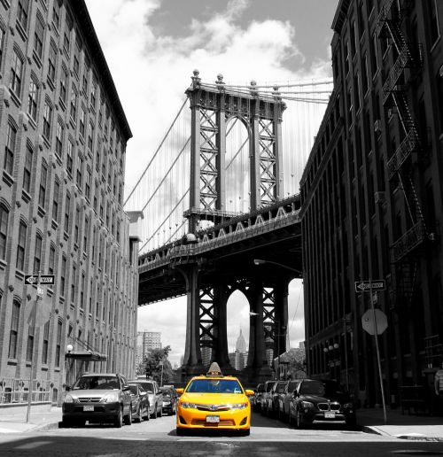 Geltona Taksi, Niujorkas, New York Taxi, Taksi, Geltona, Miestas, Miesto, Taksi, Manhatanas, Amerikietis, Automobilis, Eismas, Centro, Pastatas, Tiltas, Miesto Panorama, Orientyras