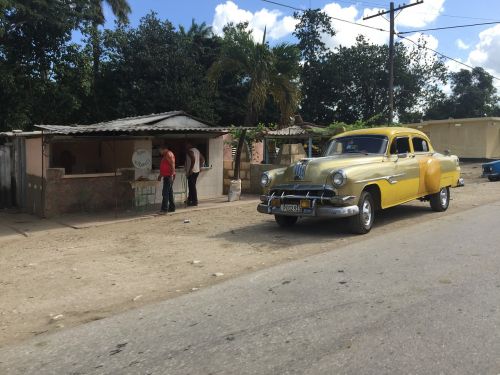 Geltonas Vintage Automobilis, Kuba, Senas Amerikietiškas Geltonas Automobilis, Kubos Gatvė, 50-Os Automobilio Kuba