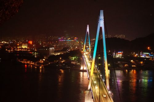Yeosu, Akmens Kalnų Tiltas, Naktinis Vaizdas