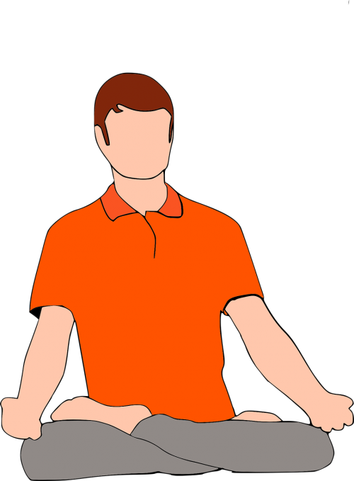 Jogos Ir Meditacijos, Vyras, T-Shirt, Raudona, Sėdi, Jogos Mokymas, Nemokama Vektorinė Grafika