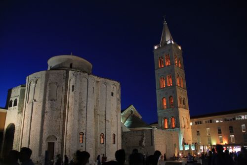 Zadar, Vakaras, Kroatija, Bokštas, Vasara, Miestas, Naktis, Architektūra, Dalmatija