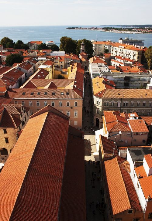Zadar, Miestas, Istorija, Kroatija, Vasara, Senamiestis, Susipažinti, Šventė, Pastatai, Oranžinis Stogas, Gatvė, Viršuje, Peržiūros