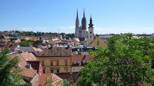 Zagrebas, Kroatija, Stogai, Senas, Miestas, Miesto Panorama, Katedra, Bažnyčia, Stogas